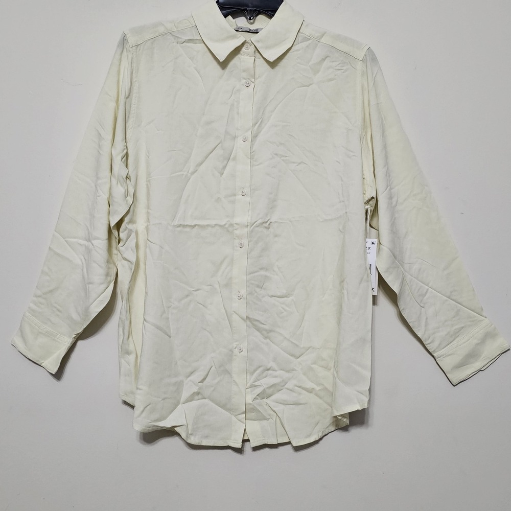 Dex Women Shirt Size X/14 Linen Lemon Work Shirt Front‎ Button Collar New 431226